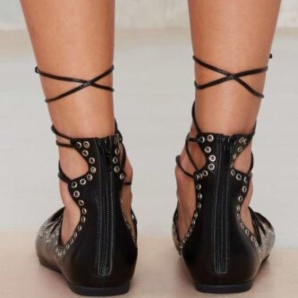 New Jeffrey Campbell Prudence Ankle Strap Flats - Picture 2 of 8